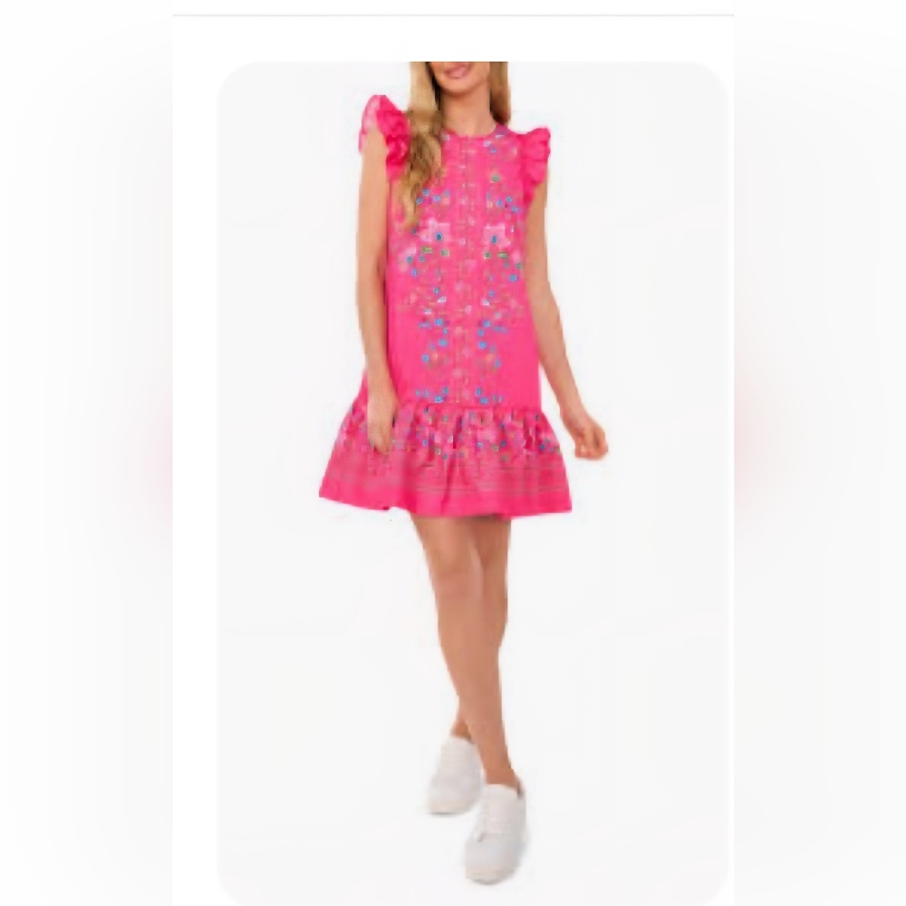 CeCe NWOT  Vibrant Pink Floral Midi Dress Size:‎ 8